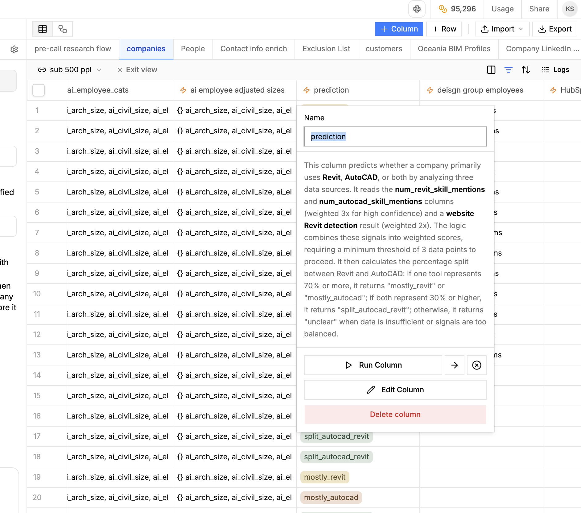 Orange Slice spreadsheet interface